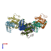 PDB entry 3wxx coloured by chain, top view.