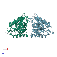 PDB entry 3wyd coloured by chain, top view.