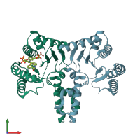 PDB entry 3wyj coloured by chain, front view.