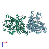 PDB entry 3wyk coloured by chain, top view.
