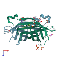 PDB entry 3wyq coloured by chain, top view.