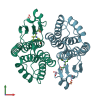 PDB entry 3wyw coloured by chain, front view.