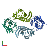 PDB entry 3wz5 coloured by chain, front view.