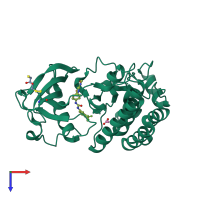 PDB entry 3wze coloured by chain, top view.