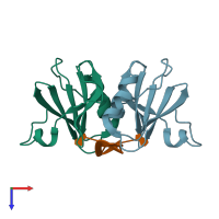 PDB entry 3wzi coloured by chain, top view.