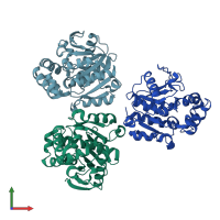 PDB entry 3wzl coloured by chain, front view.