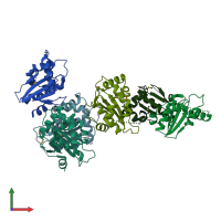 PDB entry 3wzt coloured by chain, front view.
