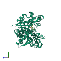 PDB entry 3wzv coloured by chain, side view.