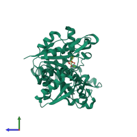 PDB entry 3wzx coloured by chain, side view.