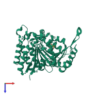 PDB entry 3wzx coloured by chain, top view.