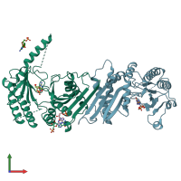 PDB entry 3x06 coloured by chain, front view.