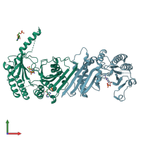 PDB entry 3x09 coloured by chain, front view.