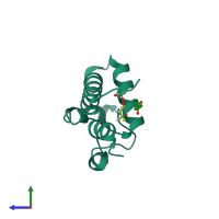 PDB entry 3x0g coloured by chain, side view.