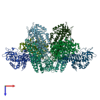 PDB entry 3x0x coloured by chain, top view.
