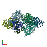 PDB entry 3x0y coloured by chain, front view.
