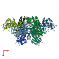PDB entry 3x0y coloured by chain, top view.