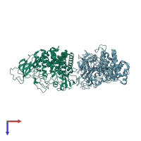 PDB entry 3x17 coloured by chain, top view.