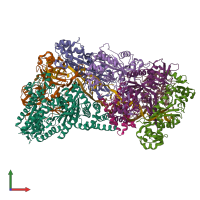 PDB entry 3x1l coloured by chain, front view.