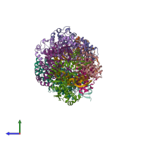 PDB entry 3x1l coloured by chain, side view.