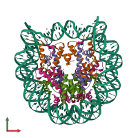 Hetero decameric assembly 1 of PDB entry 3x1t coloured by chemically distinct molecules, front view.