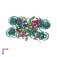 PDB entry 3x1t coloured by chain, top view.