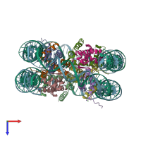 PDB entry 3x1u coloured by chain, top view.
