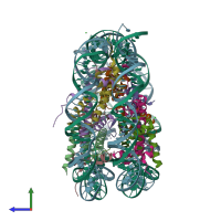 PDB entry 3x1v coloured by chain, side view.