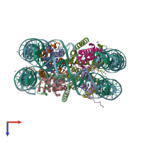 PDB entry 3x1v coloured by chain, top view.