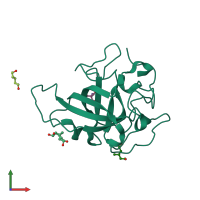 PDB entry 3x2g coloured by chain, front view.