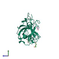 PDB entry 3x2g coloured by chain, side view.