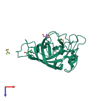 PDB entry 3x2g coloured by chain, top view.