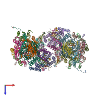 PDB entry 3x2q coloured by chain, top view.