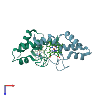 PDB entry 3x39 coloured by chain, top view.
