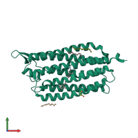 PDB entry 3x3b coloured by chain, front view.
