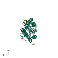 PDB entry 3x3b coloured by chain, side view.