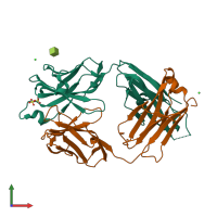 PDB entry 3x3g coloured by chain, front view.