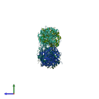 PDB entry 3x3h coloured by chain, side view.