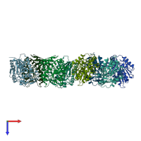 PDB entry 3x3h coloured by chain, top view.
