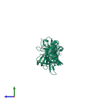 PDB entry 3x3n coloured by chain, side view.