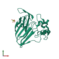 PDB entry 3x3q coloured by chain, front view.