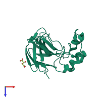 PDB entry 3x3q coloured by chain, top view.
