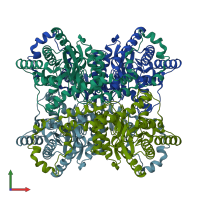 PDB entry 3xin coloured by chain, front view.