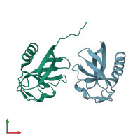PDB entry 3zbd coloured by chain, front view.