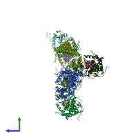 PDB entry 3zby coloured by chain, side view.