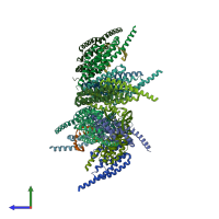 PDB entry 3zc0 coloured by chain, side view.