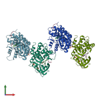 PDB entry 3zc6 coloured by chain, front view.