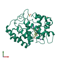 PDB entry 3zch coloured by chain, front view.