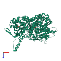PDB 3zcq coloured by chain and viewed from the top.