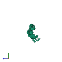 PDB entry 3zd0 coloured by chain, ensemble of 20 models, side view.