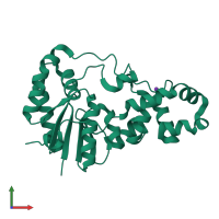 PDB entry 3zd9 coloured by chain, front view.